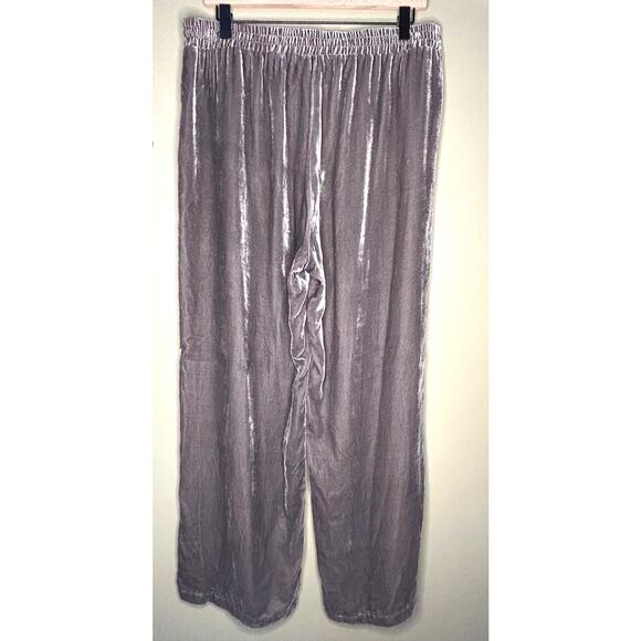 Jade by Johnny Was Wide Leg Flowy Velvet Pants Silk Blend Elastic Waist Large - Picture 6 of 9